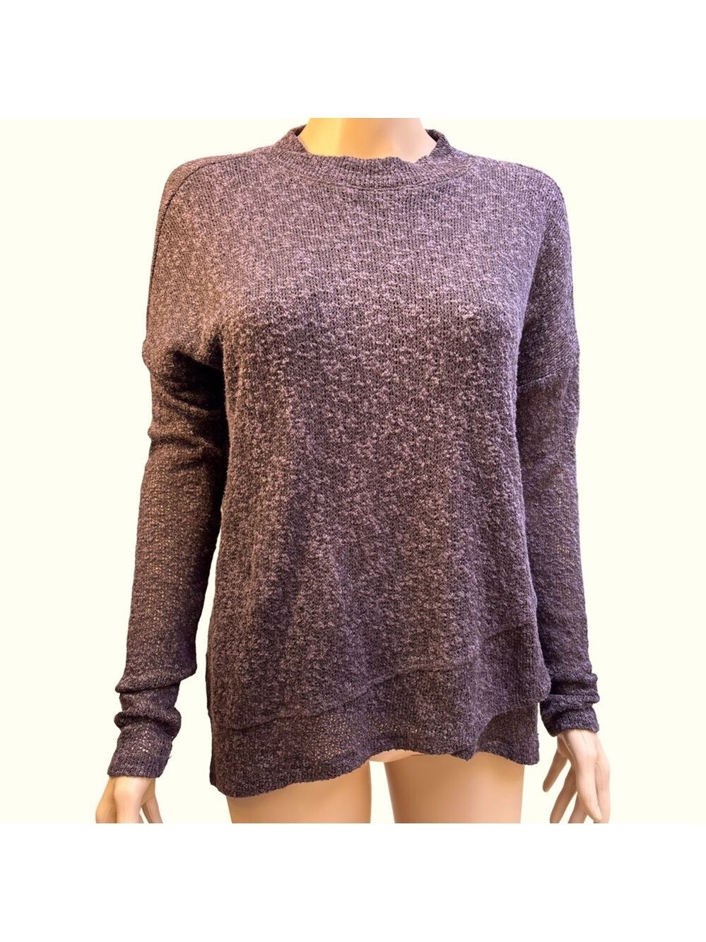 American Eagle Outfitters Textured Pull Over Knit Sweater in Deep Purple Small